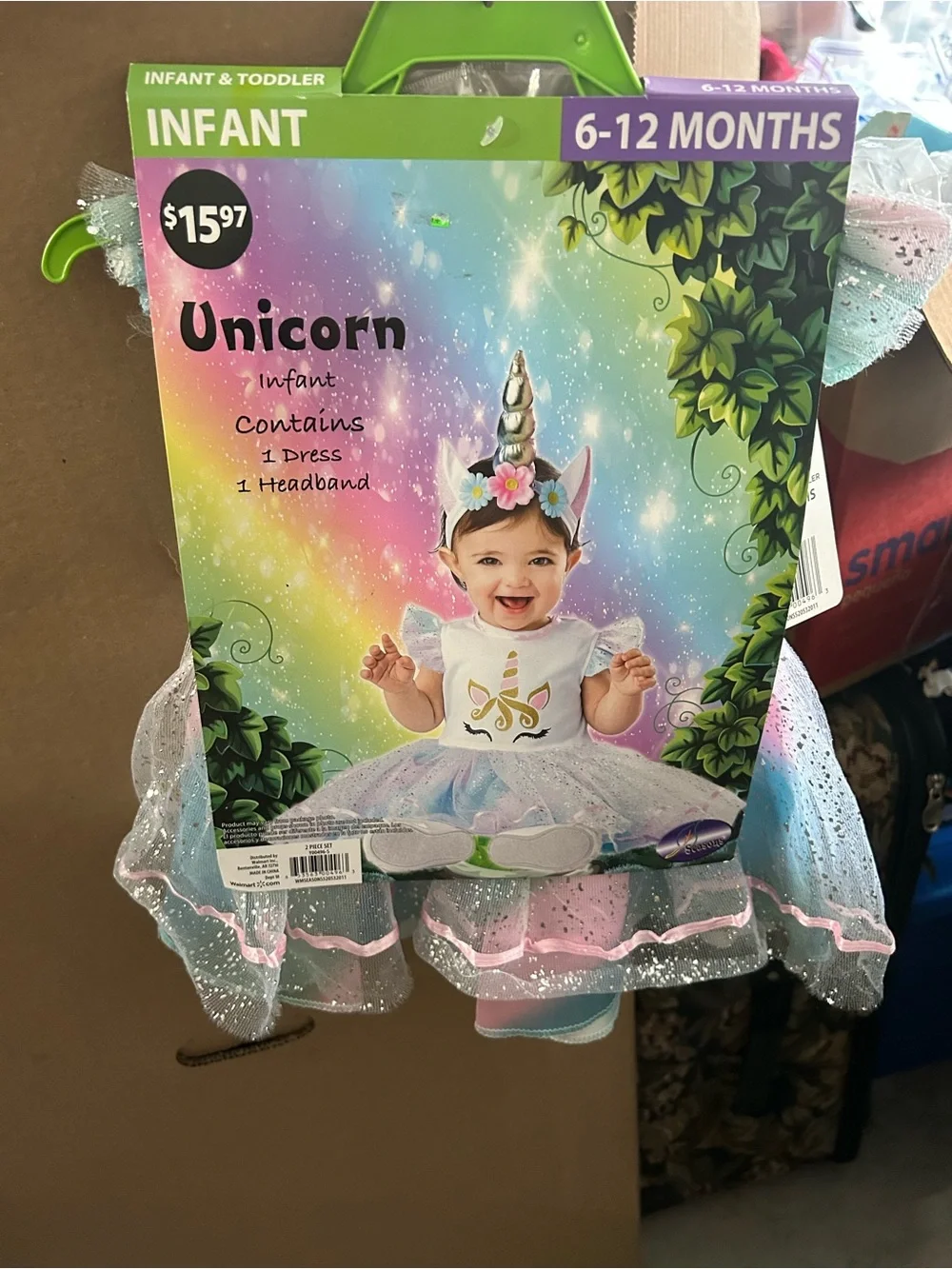Unicorn Infant Dress & Headband Costume - 6-12 Months - Pastel Pink/Blue